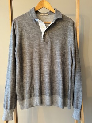 Fioroni cashmere silk polo sweater grey size EU 50 M-L 'duties included'