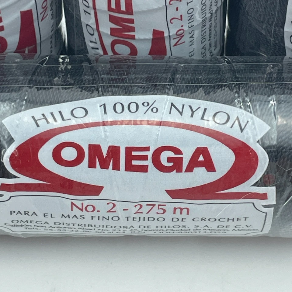 OMEGA Nylon Crochet Thread No 2 Black 275m 4 Spools Strong Durable Mexico NEW - Image 2 of 3
