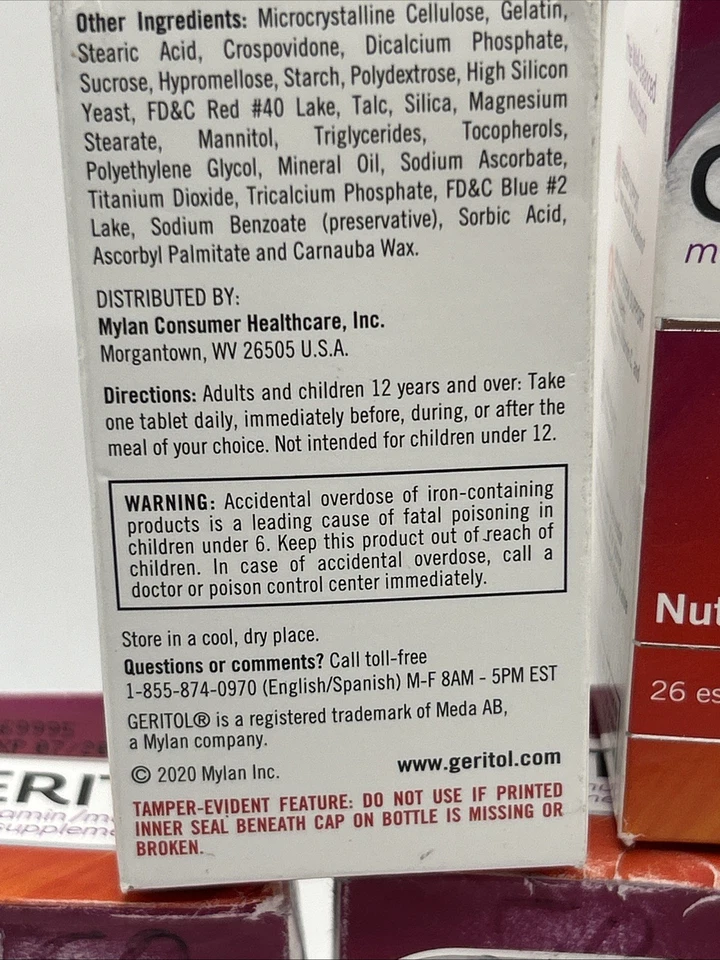 批量 7 片 Geritol 完整多维生素矿物质补充剂 280 片 07/2025 — 第 4/4 张图片