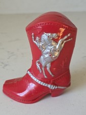 Vintage Red Roy Rogers Cowboy Boot Bank Plastic USA Western Complete
