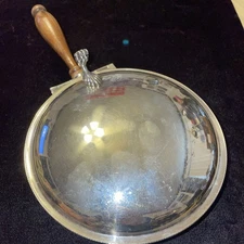 VINTAGE Antique Sheffield SILVER PLATE SILENT BUTLER WOODEN HANDLE