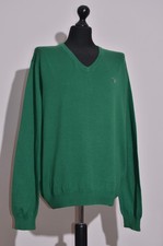 GANT Men's Jumper Pullover Sweater V-Neck Vintage Cotton/Wool Green Sz L