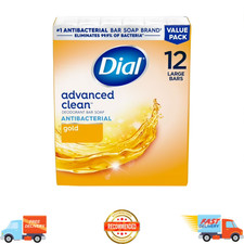 Dial Antibacterial Deodorant Bar Soap, Advanced Clean, Gold, 4 oz, 12 Bars