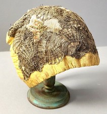 Antique 18th C. German Embroidered Needlework Bonnet GOLDHAUBE Cap