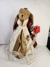 Boyds bear tree topper red and gold with ribbon 13"