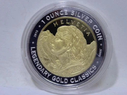 2015 Benin 1000 F Silver Coin (1 oz) "Helvetia" XF WY8175