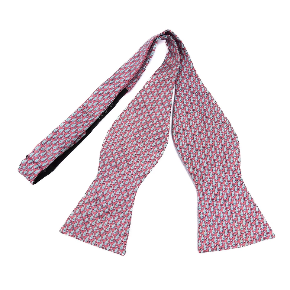 Vineyard Vines 真丝领结粉色蓝鲸 2.5 英寸宽自领带美国 — 第 3/4 张图片