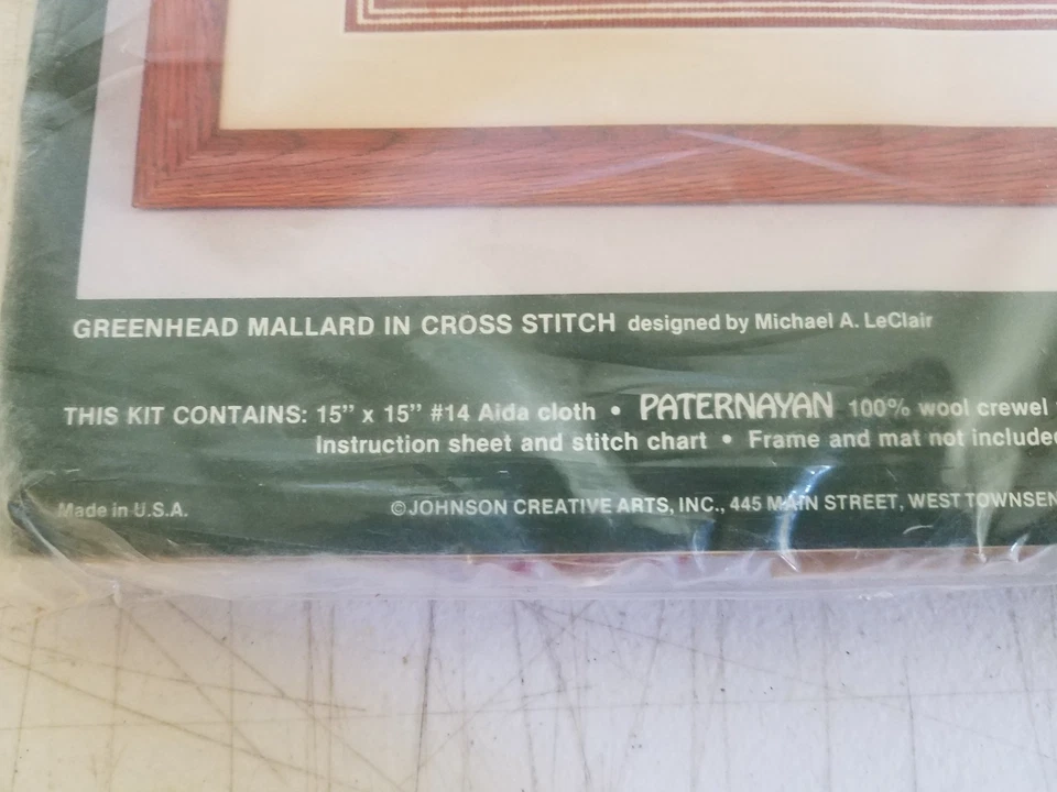 Kit de punto de cruz contado de Elsa Williams hilo de lana mallardo Greenhead 3451 Foto 3 de 4