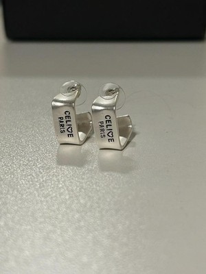 Vintage CELINE PARIS Square Hoop Earrings, Butterfly Closure