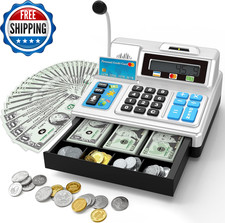 Calculator Cash Register 103 Pcs Toy Cash Register Store Set with Microphone...