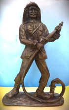 Antique Almost 2KG Heavy Metal Figurine Fireman Approx 200mm Tall