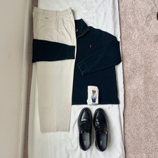 Polo Ralph Lauren Men  s XL Black Estate Rib 1/4 Quarter Zip Pullover Sweater