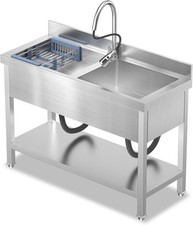 Stainless Steel 47Inch Utility Double Bowl Kitchen Sink for Restaurant Outdoor
