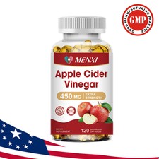 Cápsulas de vinagre de sidra de manzana ACV con la madre 450 mg pérdida de peso rápida 120 cápsulas