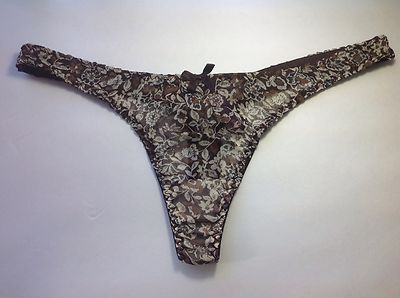 Women Panties,Thongs ''Sophie&me'' Size Medium Brown Floral Delicate