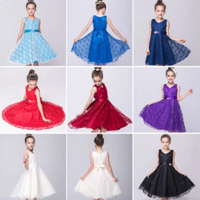 Flower Girl Dress Lace Wedding Bridesmaid Princess Dresses Kid Party Formal Gown