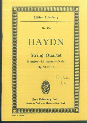 Haydn ~ String Quartett D Dur Op. 50 No. 6 ~ Taschenpartitur