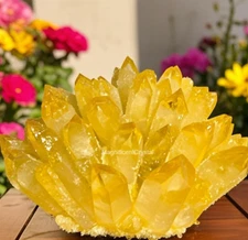 2025Rare 300g Natural Citrine Crystal Cluster Raw Healing Energy Home Decor Gift