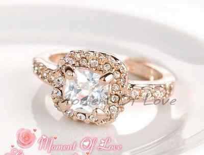 18KGP Gold Rose Gold White Gold Solitaire CZ Engagement Ring Wedding Band