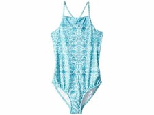 New 150 Seafolly Girls' Pink Blue Floral Square-Neck One-Piece Swimwear Size 4