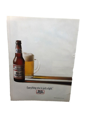 1989 Bud Light Beer Everything Else Is Just Light Original Print Ad Vintage 80s