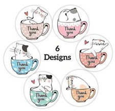 100 THANK YOU 1" ASSORTED STICKERS LABELS SEALS CATS Small Business