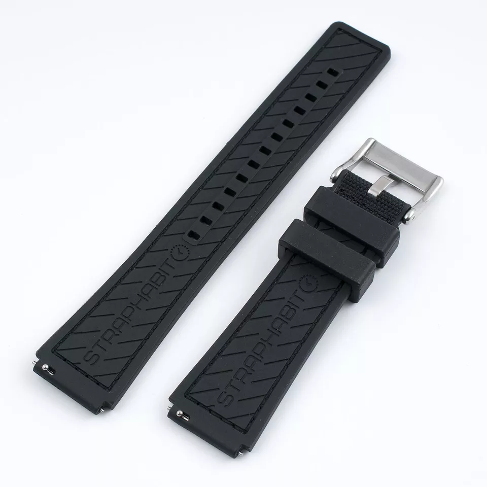 Sailcloth Rubber Watch band Strap Timex Q Royale AE1200 M79 GMT 18mm Chronograph - Image 3 of 4