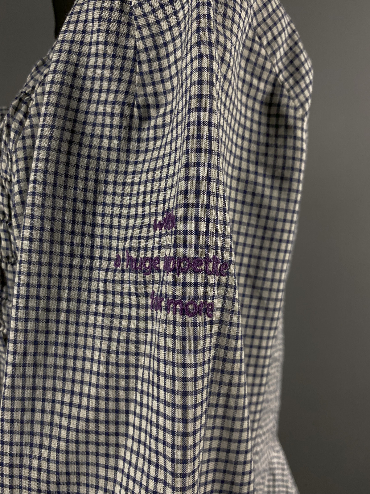 Odd Molly Women Blue White Check Long Sleeve Blouse Top T-Shirt Pullover Size 0