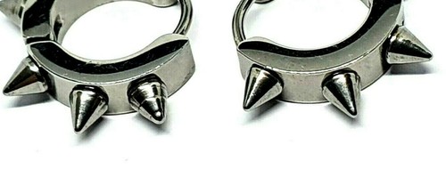 Spike Earrings Huggie Rivet Hinged Hoop 6 Spike 316L Surgical Steel Jewellery - Picture 8 of 18