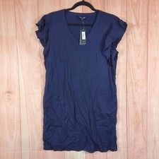 Liverpool Los Angeles Womens Shift Dress Small Cosmic Navy Flutter Sleeve V-Neck