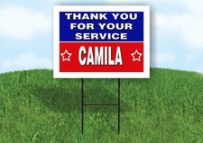 CAMILA THANK YOU SERVICE 18 in x 24 in Yard Sign Road Sign with Stand