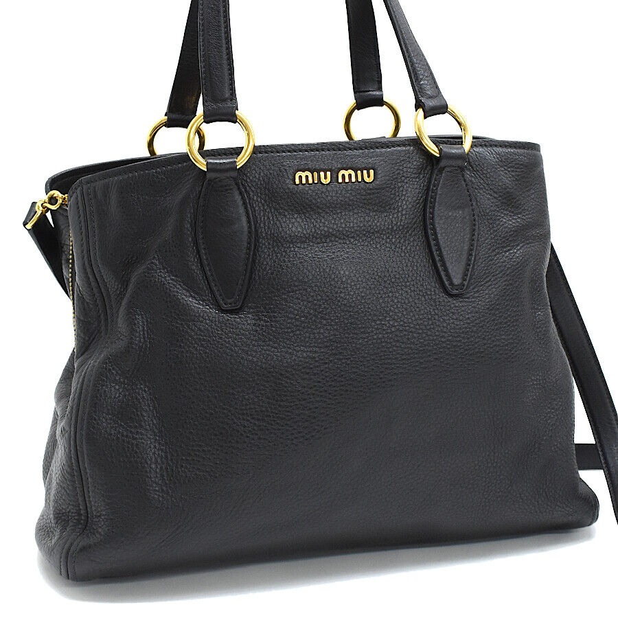 Auth miu miu VITTERO Hand Shoulder Bag Nero RR1901 Black Auth miu miu VITTERO Hand Shoulder Bag Nero RR1901 Black