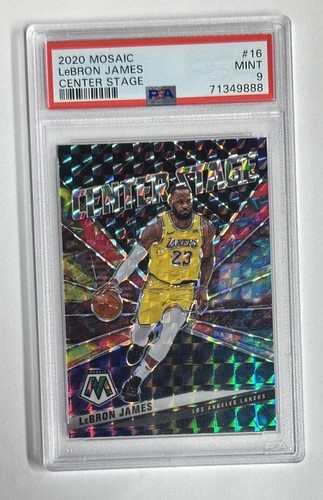 2020-21 Panini Mosaic Center Stage Lebron James #16 PSA MINT 9
