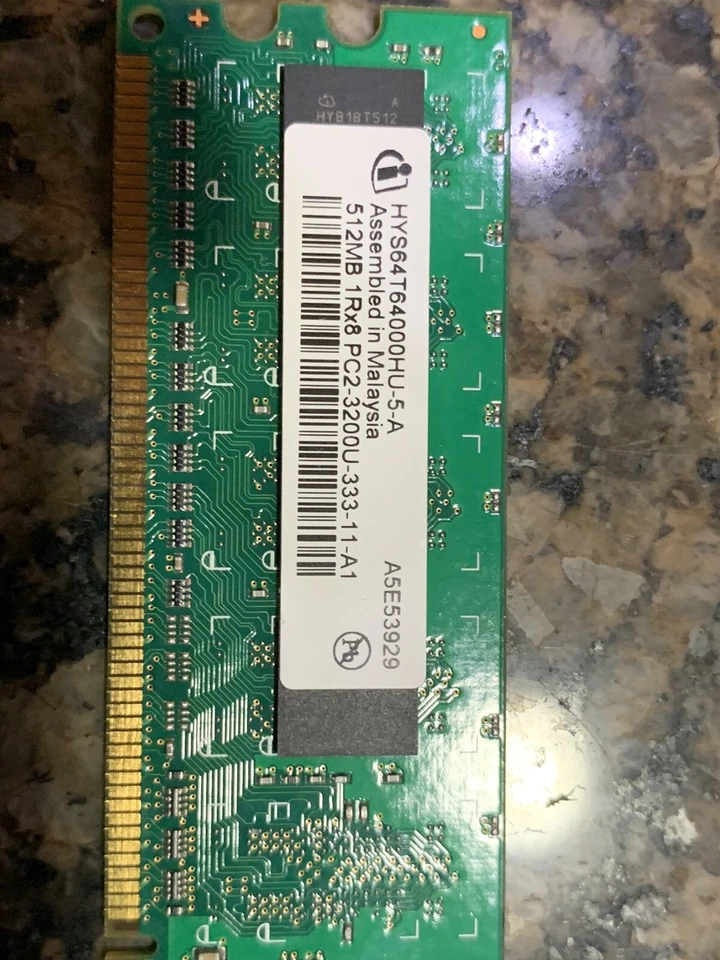 HYS64T64000HU-5-A Unbuffered CL3 240-Pin DIMM Single Rank Memory Module 512mb - Image 3 of 4
