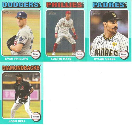 LOTE DE 22 TARJETAS DE BÉISBOL 2024 TOPPS HERITAGE AQUA BORDER - Imagen 3 de 3