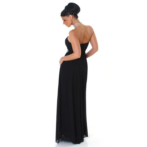 Elegante Glamour Vestido de Noche De Chifón con Estrás Negro #AK1021 - Picture 2 of 20