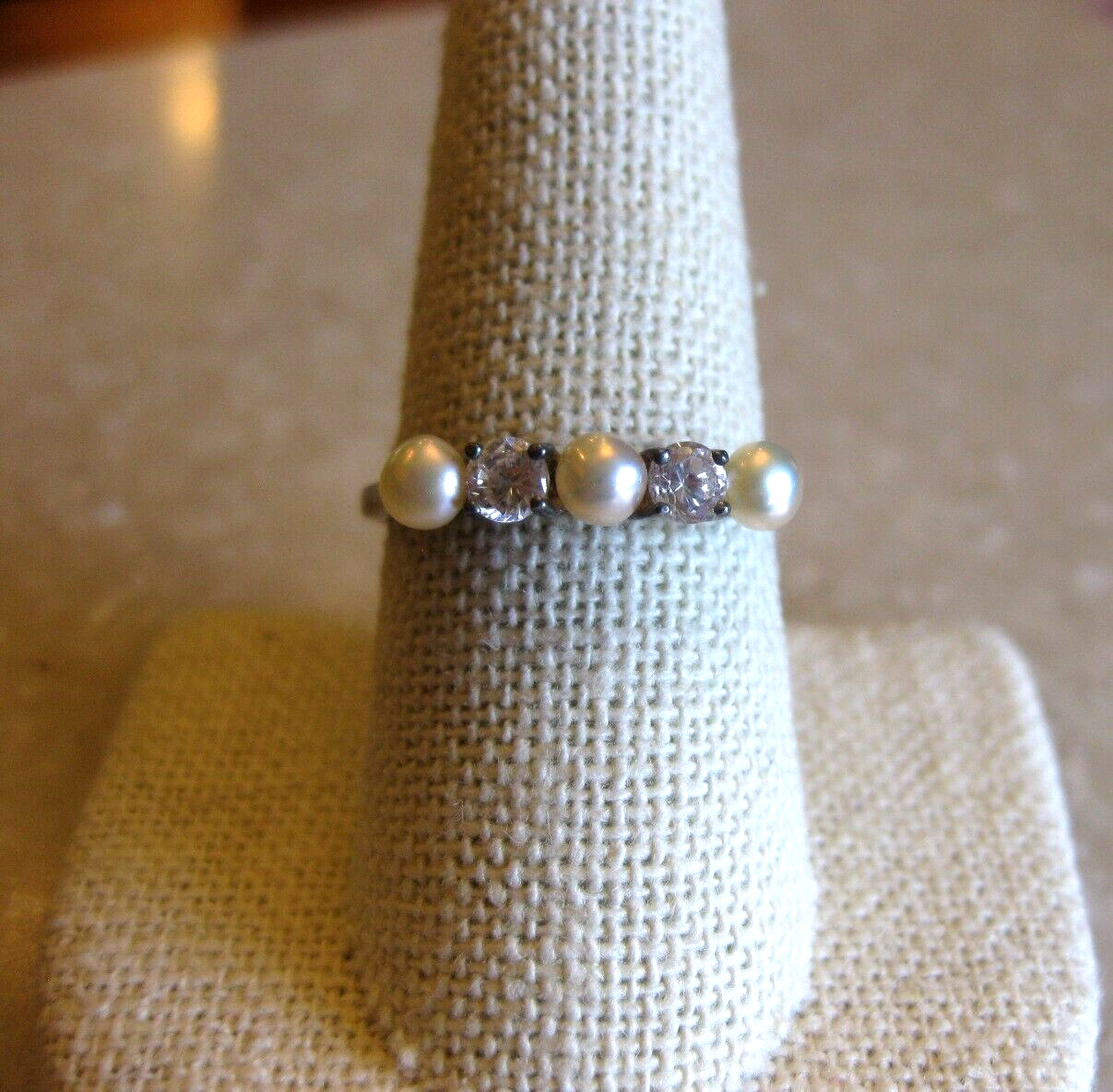 RJ Graziano for AVON / CZ & Pearl Sterling Ring / Size 9 | eBay