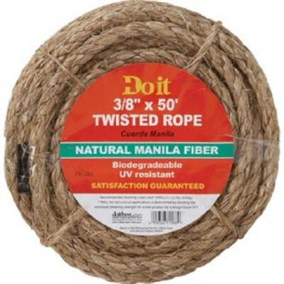 (6)-Do it Best 3/8 In. x 50 Ft. Natural Twisted Manila Fiber Packaged Rope