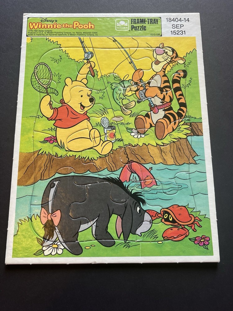VINTAGE WINNIE THE POOH & TIGGER EYORE DISNEY FRAME-TRAY PUZZLE GOLDEN 4510-13B