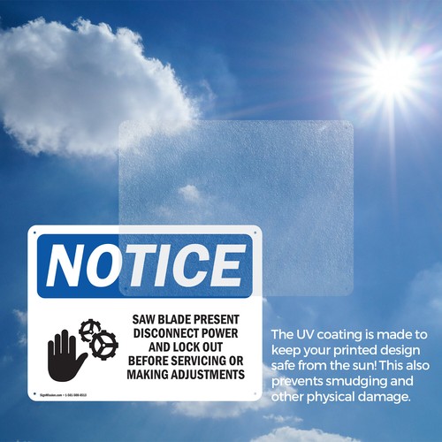 (2 Pack) Saw Blade Present Disconnect OSHA Notice Sign Decal Metal Plastic - 第 7/22 張圖片