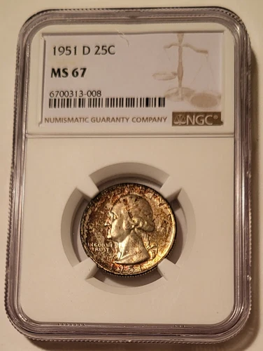 1951 D Washington Quarter MS67 NGC Toned