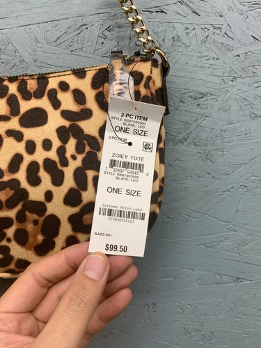 INC Zoiey Beuteltasche Tasche Leopardenmuster Kunstfell Kettenriemen Schultertasche Neu mit Etikett - Bild 3 von 14
