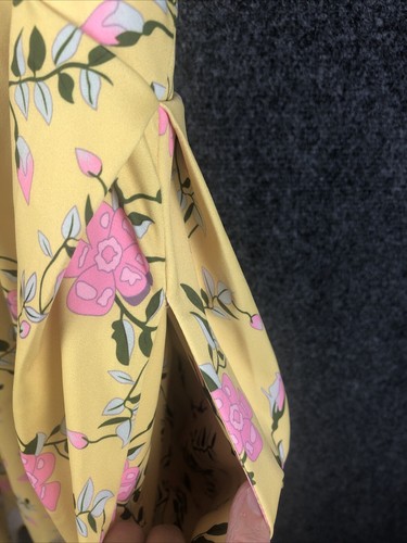 Abito da cocktail 1861 donna XL giallo rosa floreale allineato tasche spalline - Foto 5 di 10