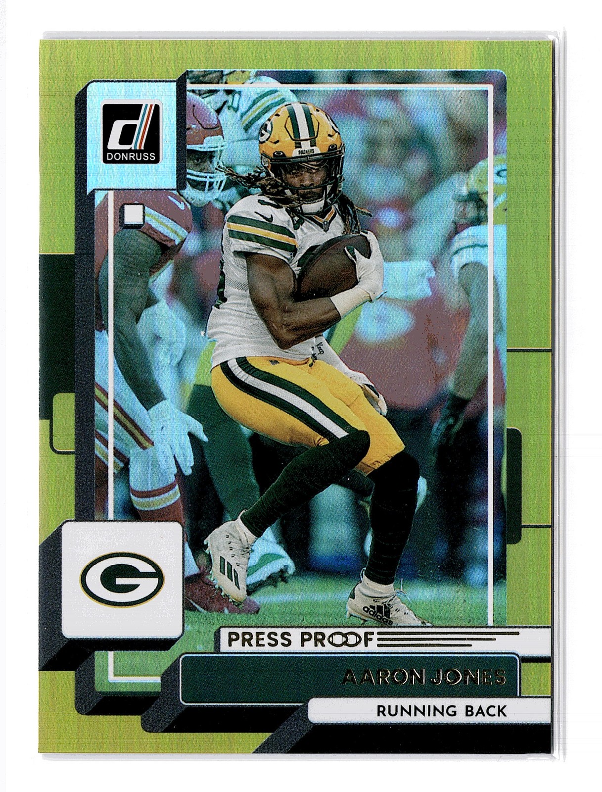 AARON JONES 2022 Donruss Football Gold Holo Press Proof #98