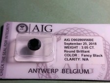 AIG Belgium. 3.05ct Fancy Black Diamond