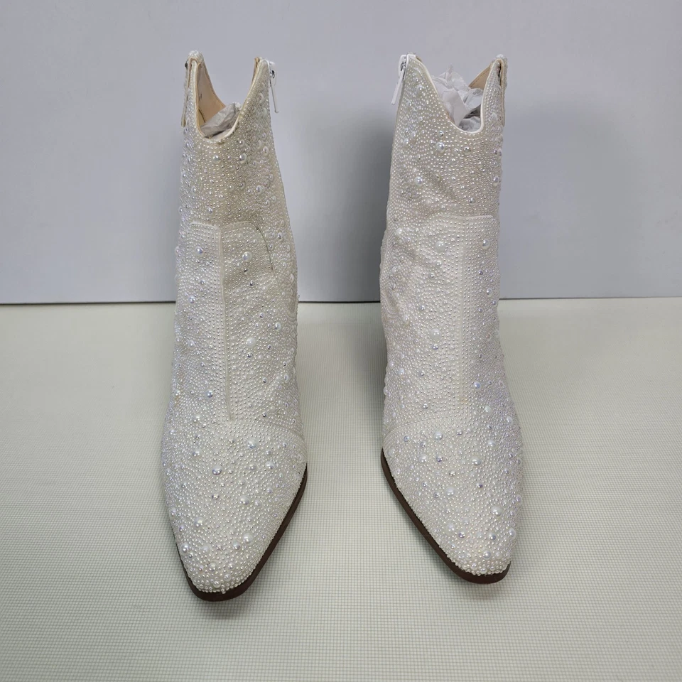 Bota Western Betsey Johnson Emory Pearl estrás suela azul nupcial usada talla 8 Foto 4 de 4