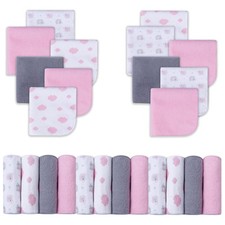 24PCS Baby Washcloths   Soft Absorbent Newborn Bath Face Towels 9x9 Pink