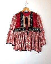 Zara Embroidered Jacket Size M Boho Hippie Velvet Sequin Beaded
