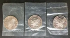 Lot of Three 1987 Sunshine Mining 1oz Silver Eagle Rounds in Plastics