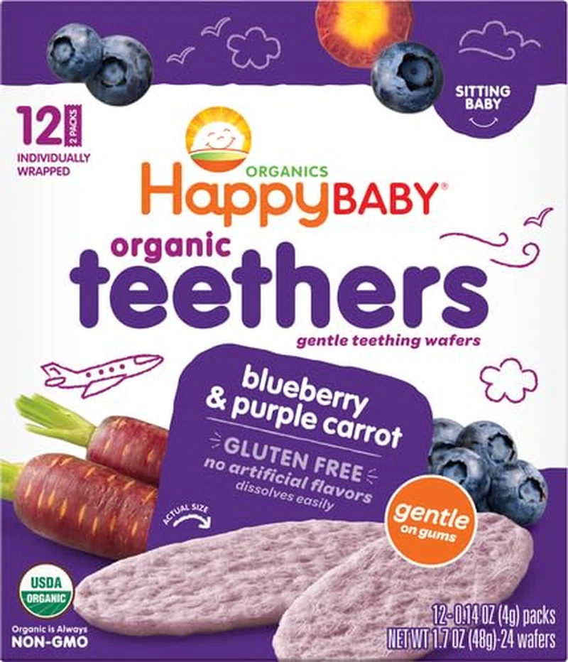 Bolachas orgânicas Happy Baby Gentle Teethers mirtilo roxo cenoura, 0,14 - Imagem 4 de 4